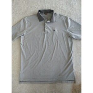 Peter Millar Summer Comfort Crown Series Grey White Striped Men's L Golf Polo